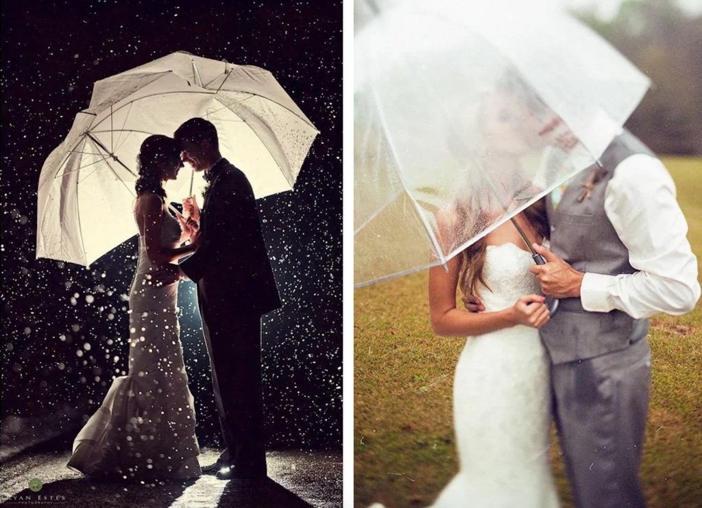 Bryllupsbilder i regnvær bryllupsplanlegging